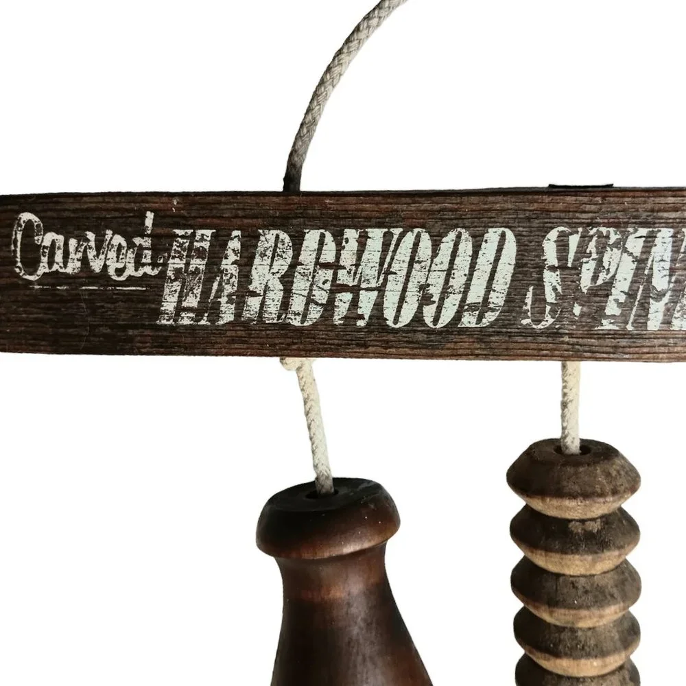 Carved Hardwood Spindle Beads Wall Decor Outdoor Yard Art